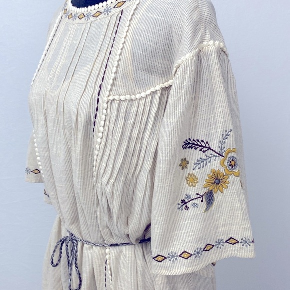 LAYERZ CLOTHING | Wander Boho Cream Embroidered Lagenlook Midi Dress 100% Cotton - Picture 8 of 14